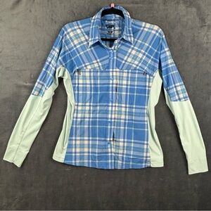 Simms G4 Pro Reina Long Sleeve Fishing Blue/White plaid Shirt in Small